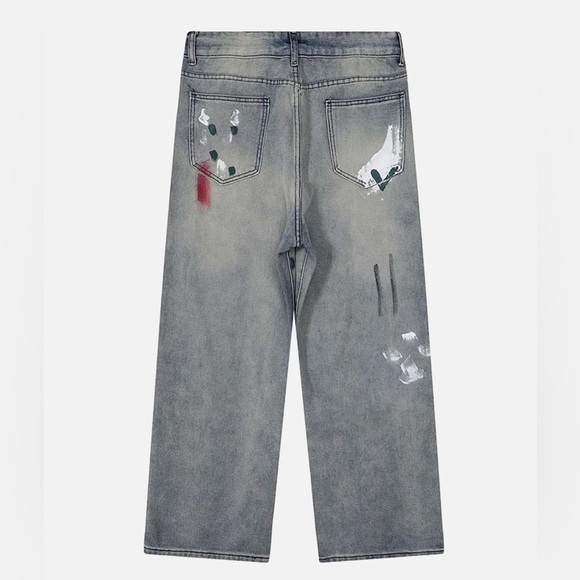 Vintage Ink Splash Washed And Distressed Jeans - Picture 2 of 9